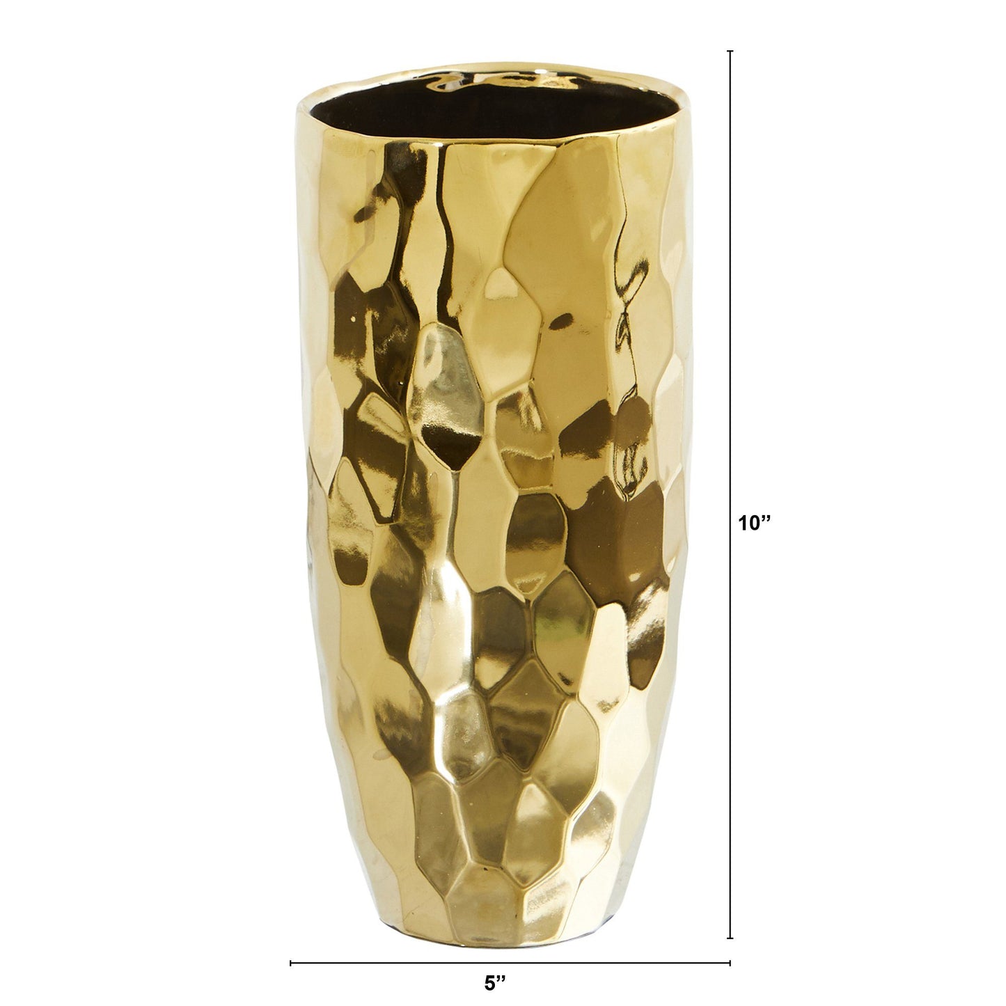 10” Designer Gold Cylinder Vase by Nearly Natural