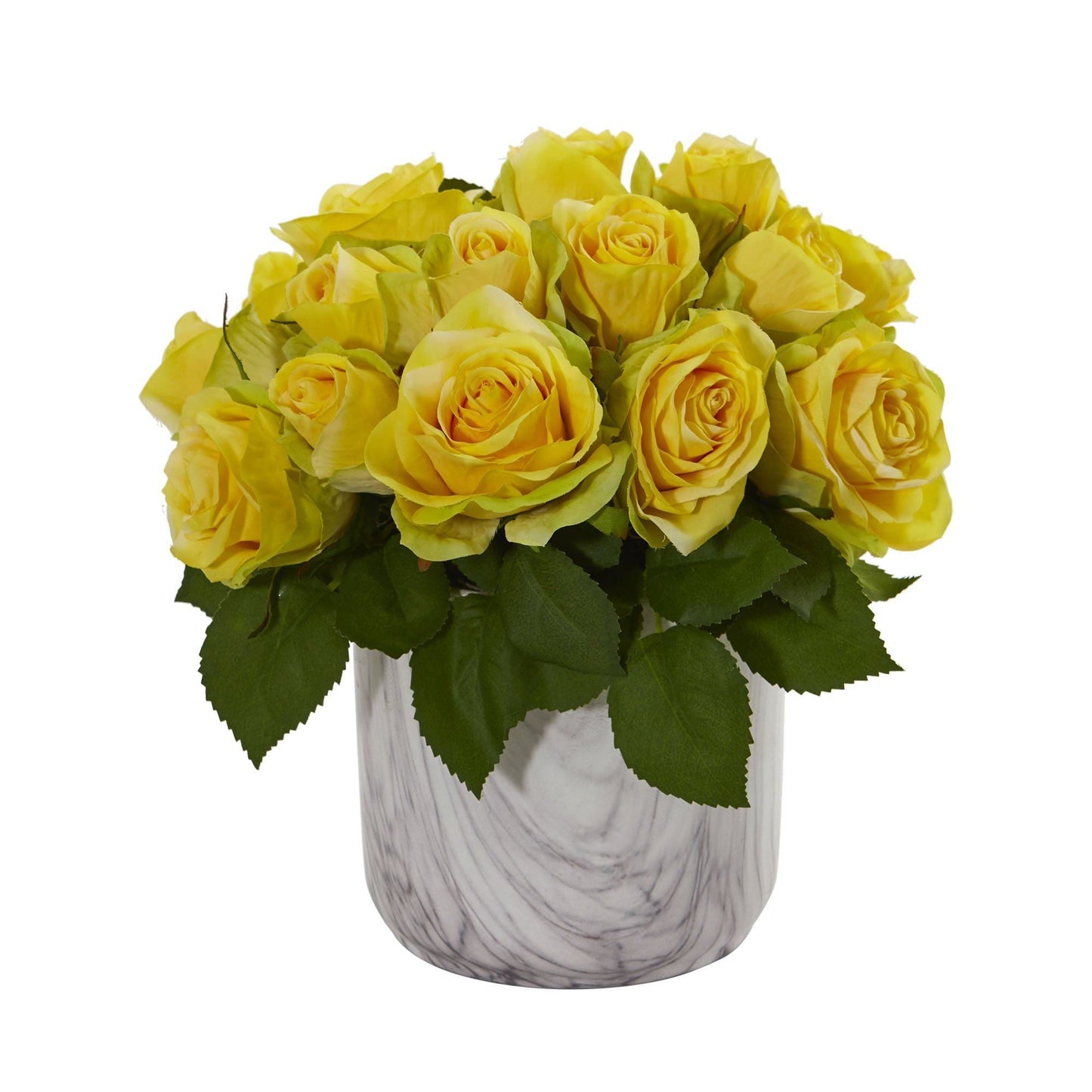 Rose Artificial Arrangement in Marble Finished Vase by Nearly Natural