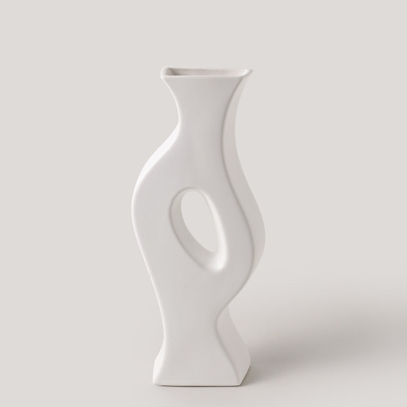 Ceramic Simple White Vase Nordic Home Decoration by Blak Hom