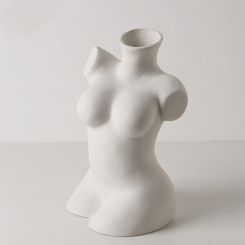 Ceramic Simple White Vase Nordic Home Decoration by Blak Hom