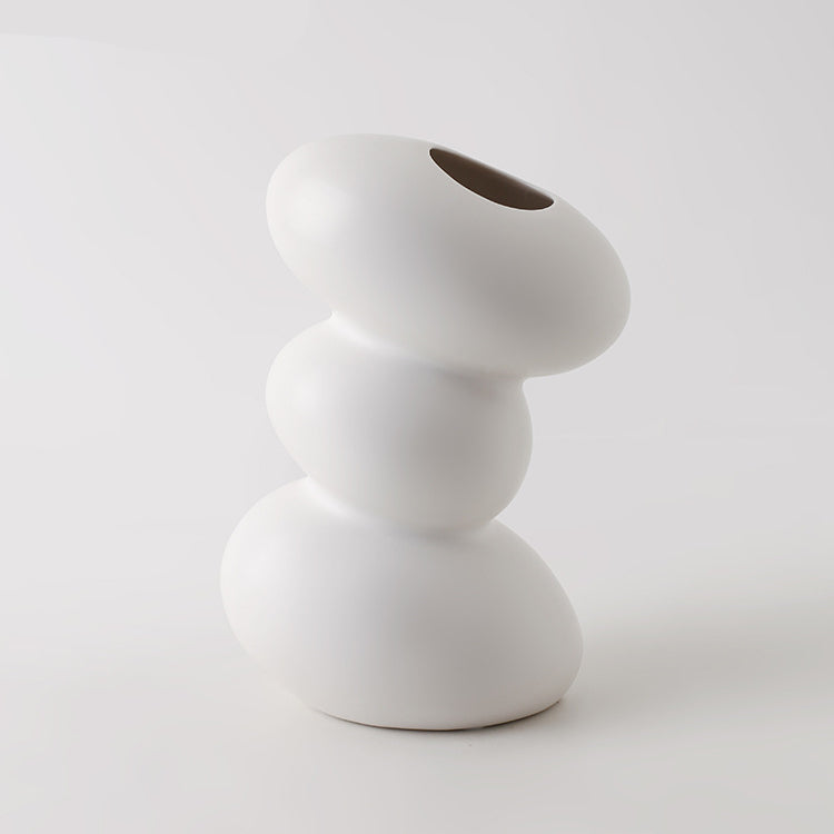 Ceramic Simple White Vase Nordic Home Decoration by Blak Hom