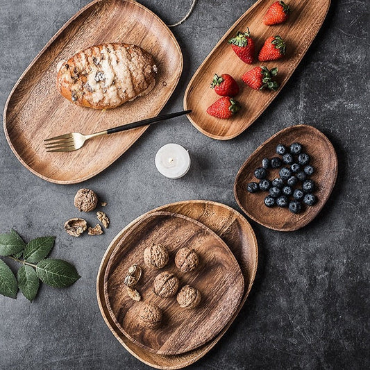 Natural Wood Oval Tray by Faz