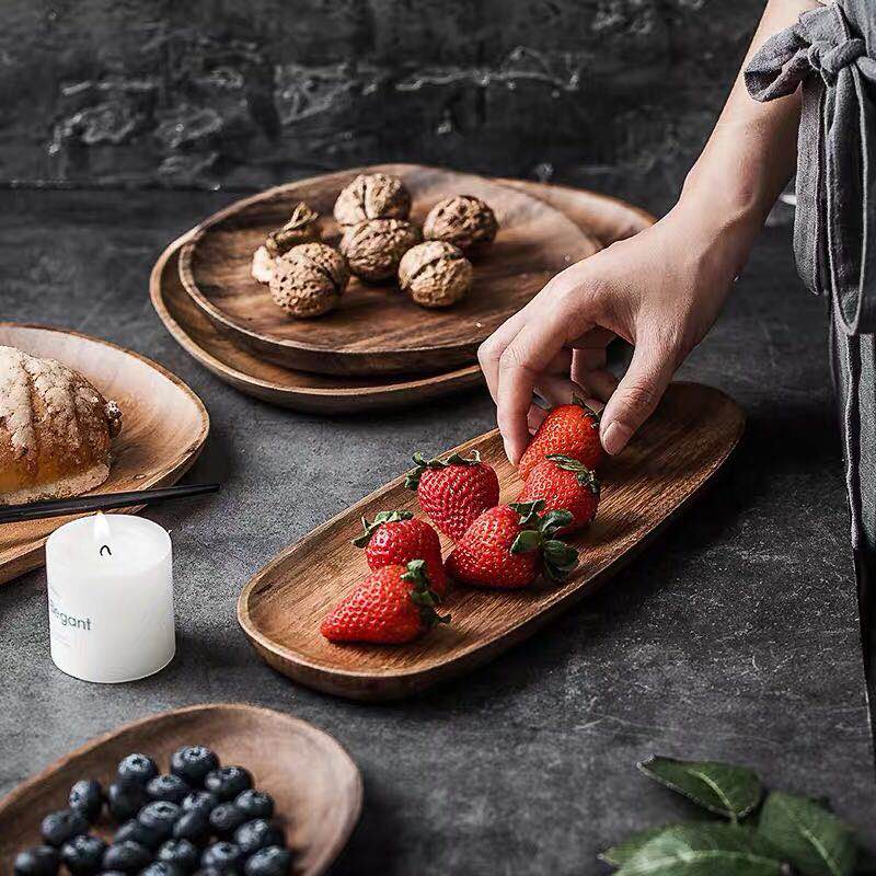 Natural Wood Oval Tray by Faz