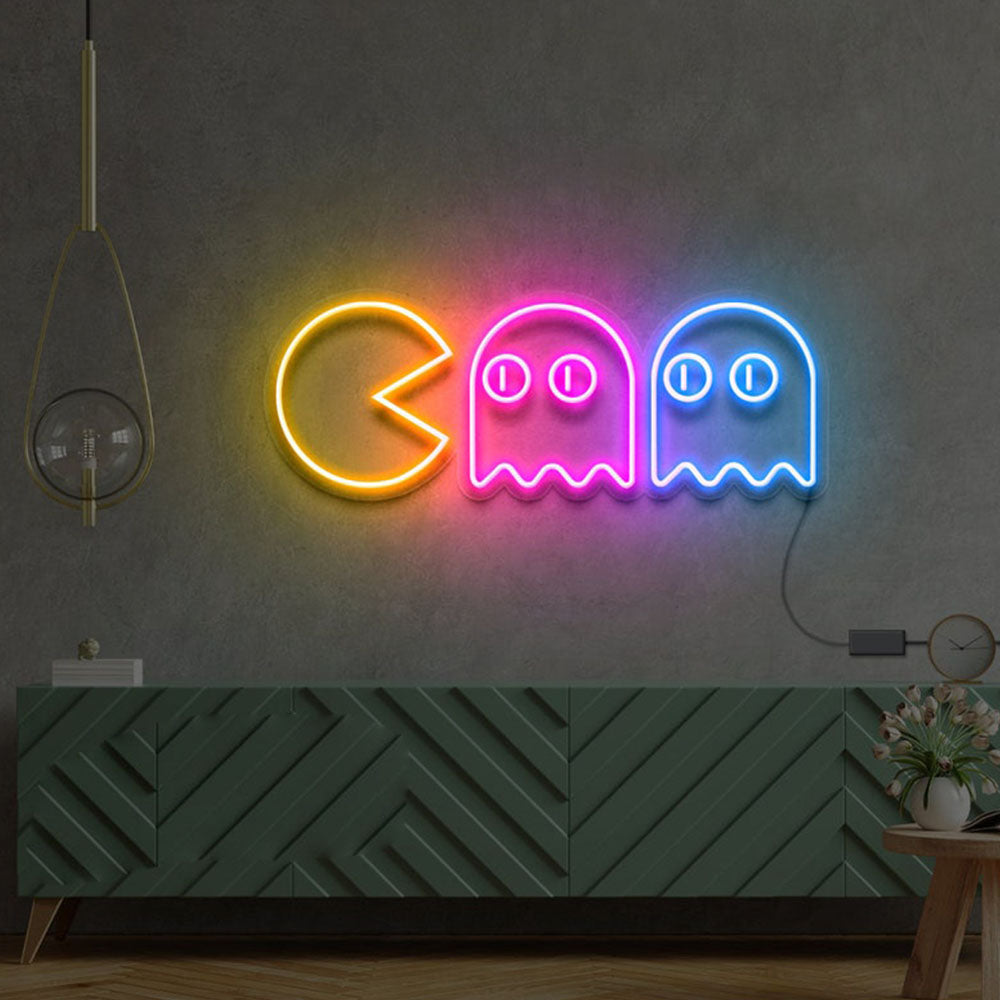 Pac Man Chasing Ghosts Neon Light by White Market