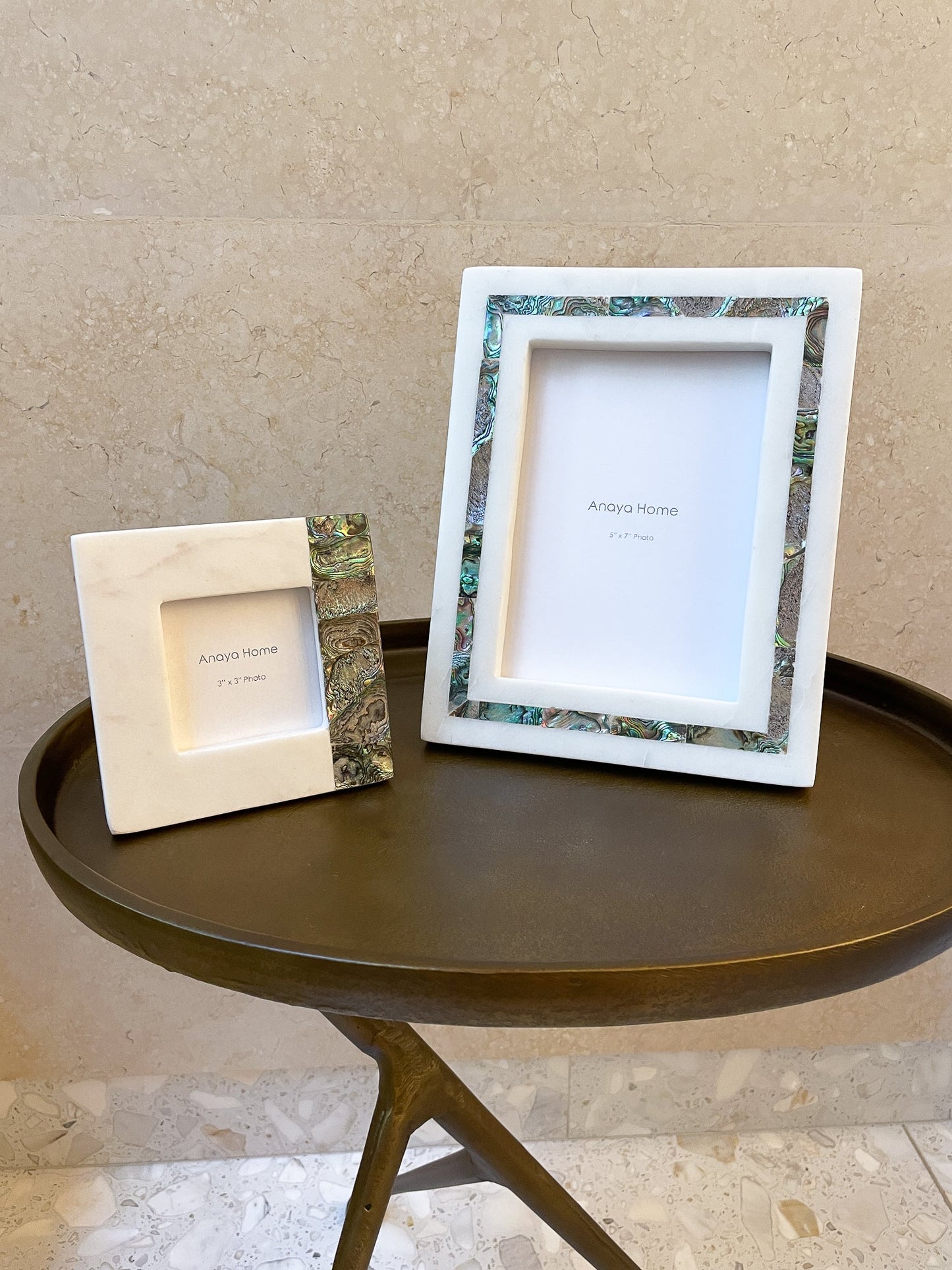 Rainbow Mother of Pearl White Marble Picture Frames by Anaya